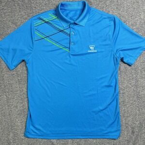 Topgolf Performance Polo Shirt Blue Short Sleeve Geometric Graphic Men M Read